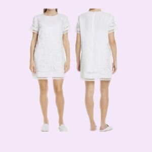 Club Monaco Luceenie Eyelet Detail Linen Mini Dress Size Small
